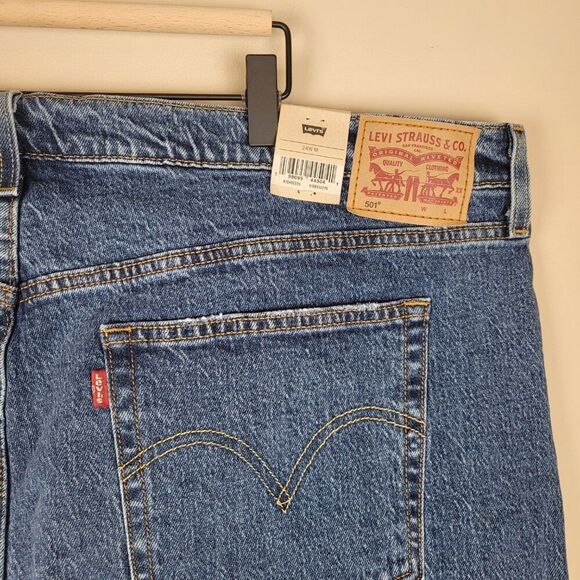 Levi's 501 Original Fit Jeans Worn In Indigo Medium Wash Blue Size 24W M NEW - Picture 9 of 14